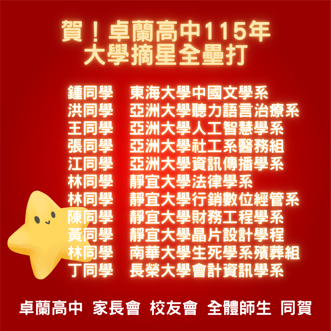 115大學繁星紅榜3