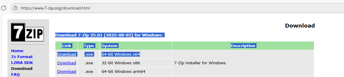 7 ZIP 下載指引